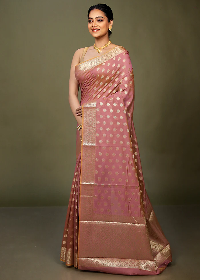 Purple Kora Silk Saree With Blouse Piece - Image 4