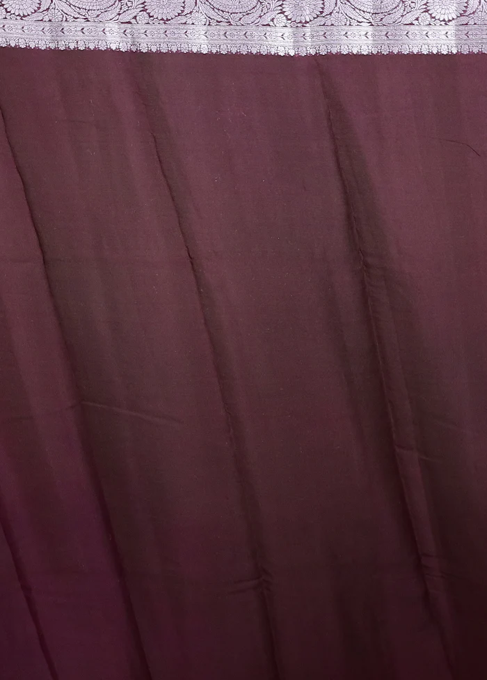 Purple Kora Silk Saree With Blouse Piece - Image 5
