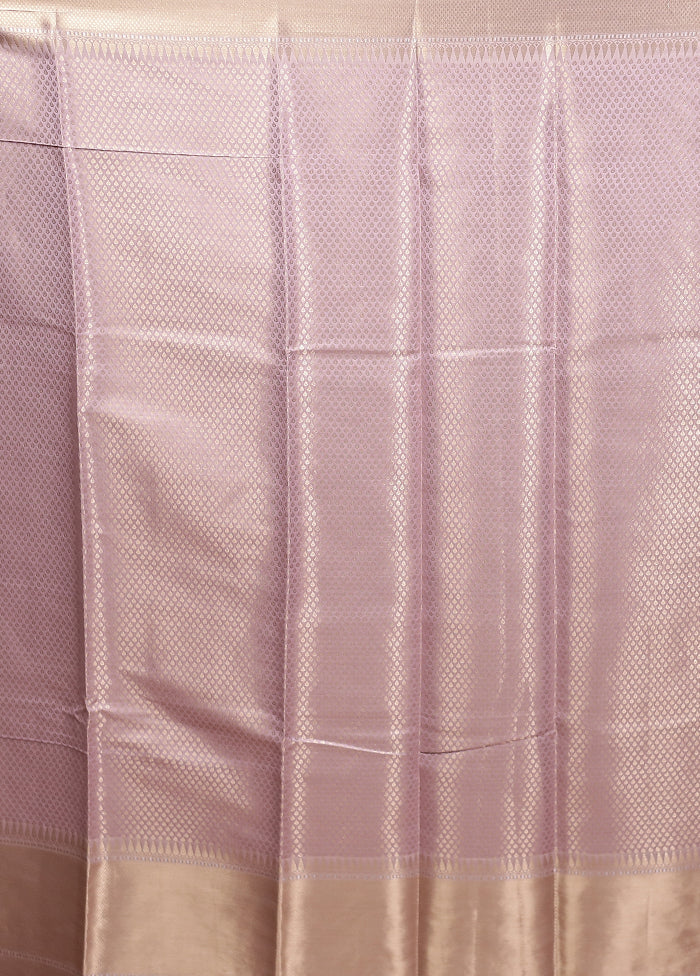 Purple Kora Silk Saree With Blouse Piece - Image 5