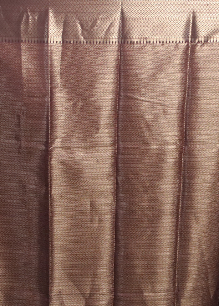 Purple Kora Silk Saree With Blouse Piece - Image 5
