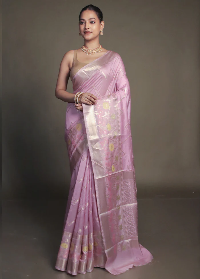 Purple Kora Silk Saree With Blouse Piece