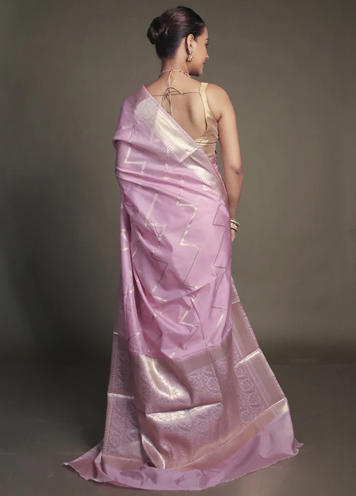 Purple Kora Silk Saree With Blouse Piece - Image 3