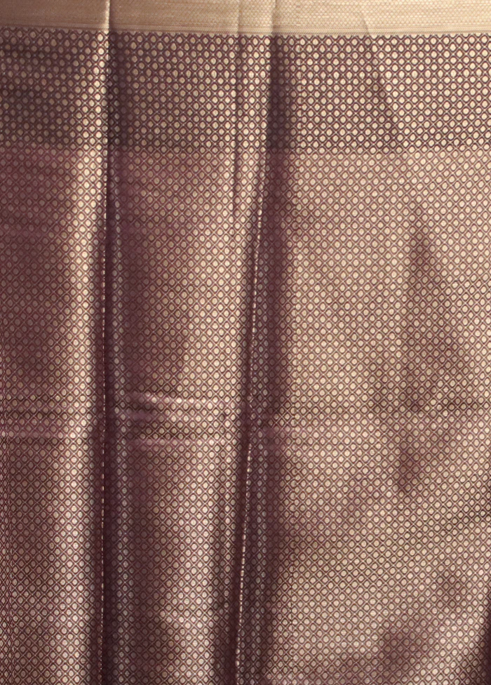 Purple Kora Silk Saree With Blouse Piece - Image 5