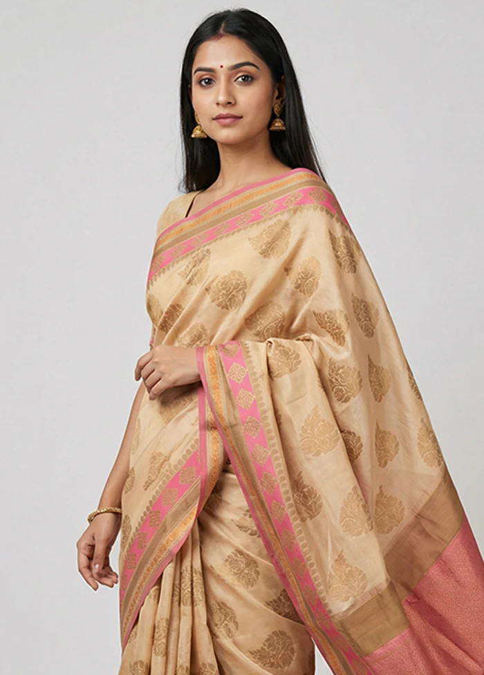 Purple Kora Silk Saree With Blouse Piece - Image 2