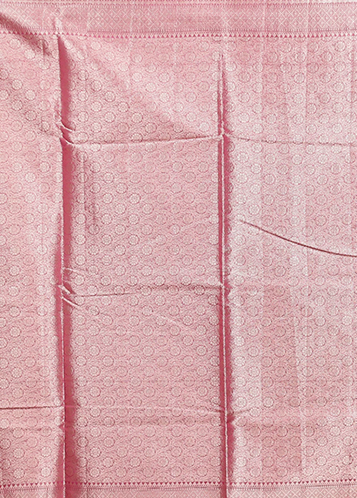 Pink Kora Silk Saree With Blouse Piece - Image 5