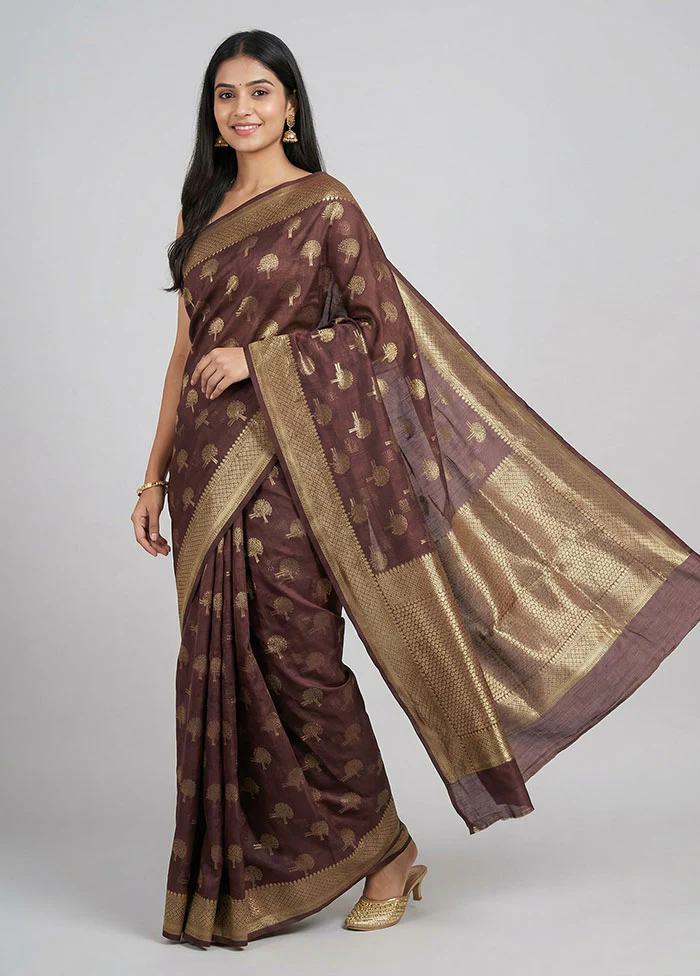 Purple Kora Silk Saree With Blouse Piece