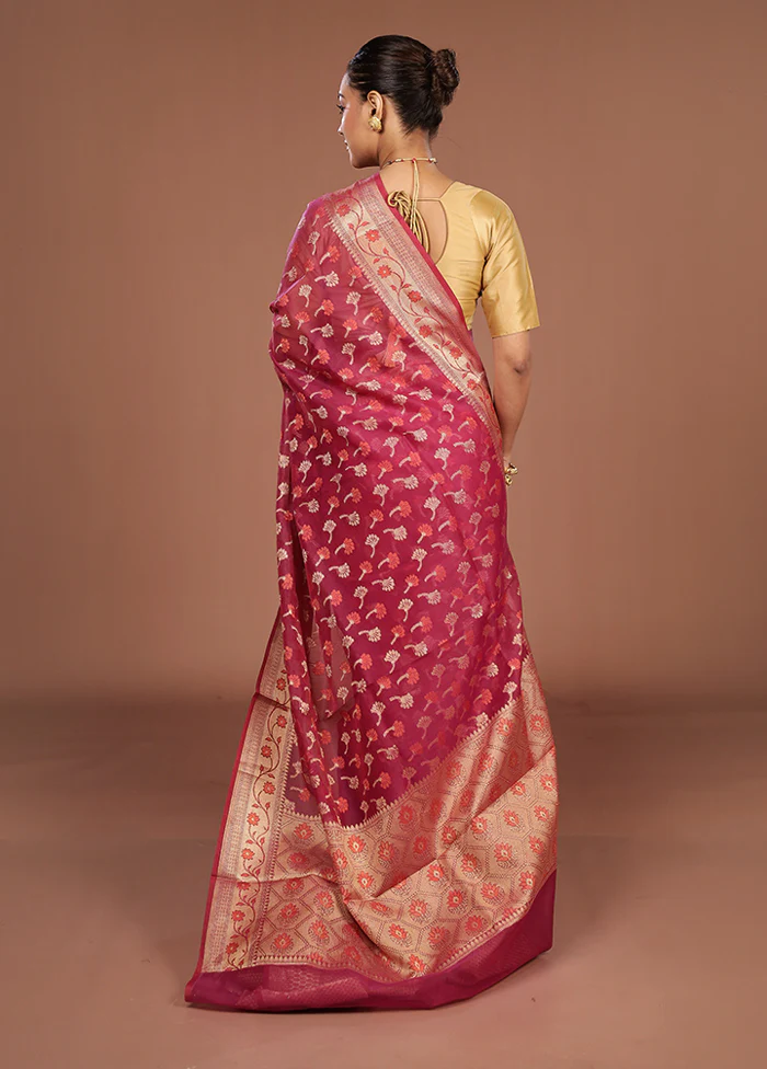 Purple Kora Silk Saree With Blouse Piece - Image 3