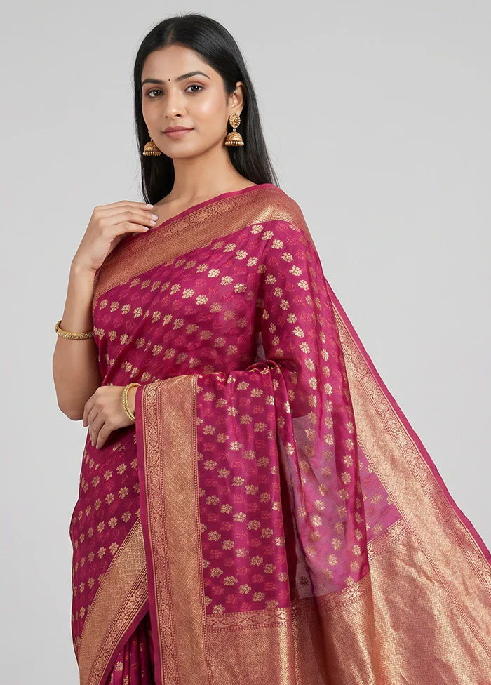 Purple Kora Silk Saree With Blouse Piece - Image 2