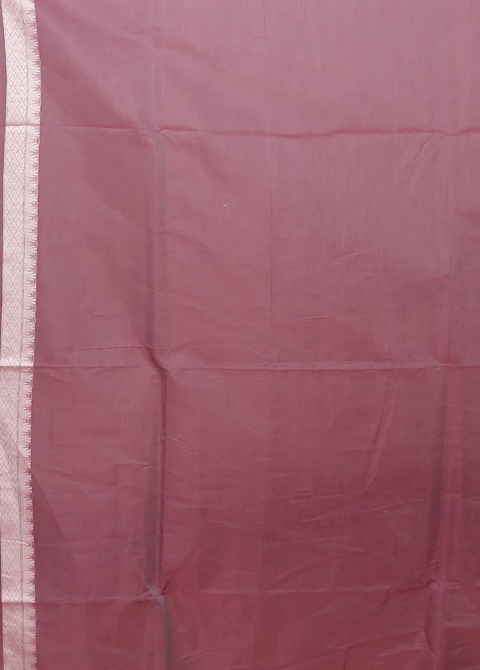 Purple Kora Silk Saree With Blouse Piece - Image 5