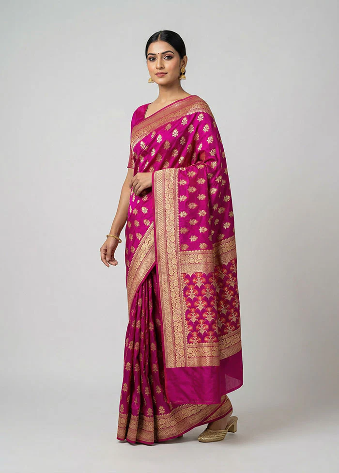 Purple Kora Silk Saree With Blouse Piece