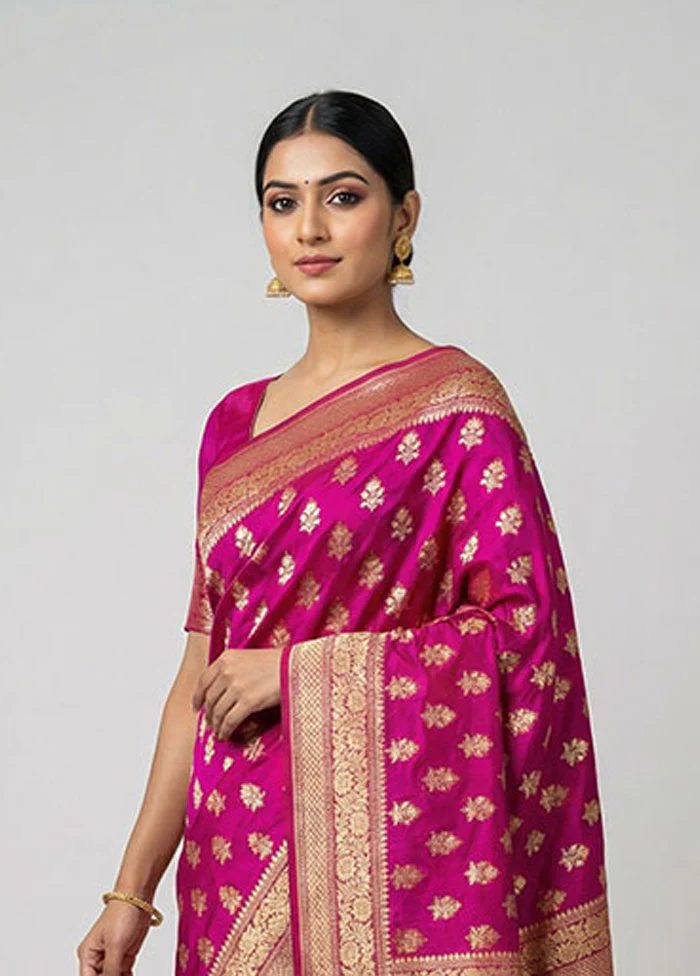 Purple Kora Silk Saree With Blouse Piece - Image 2