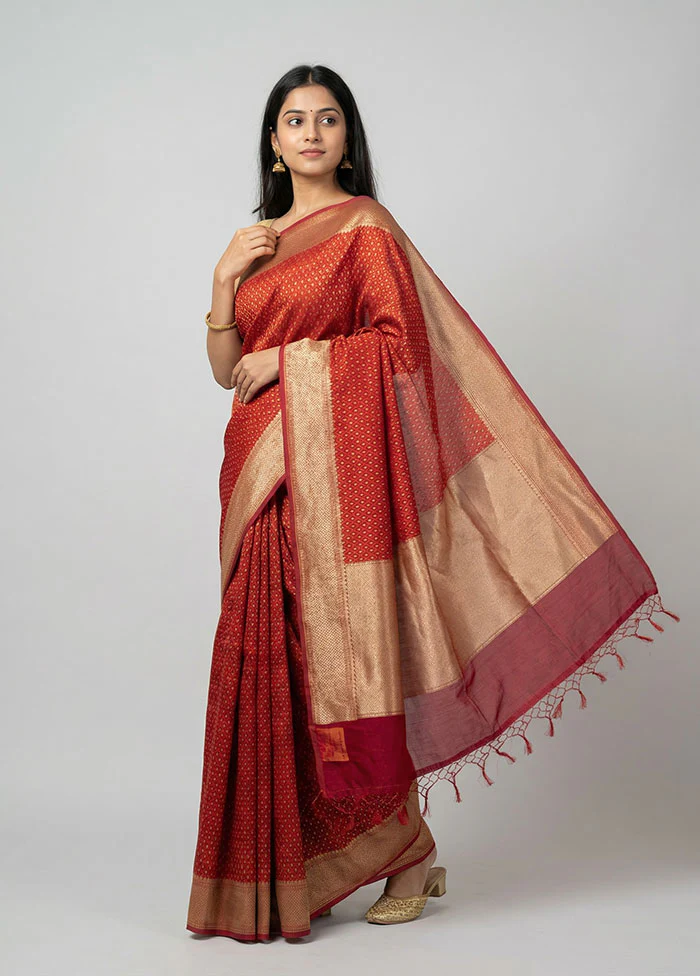 Purple Kora Silk Saree With Blouse Piece