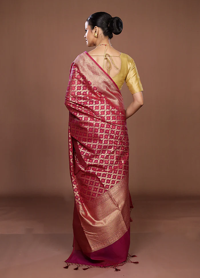 Purple Kora Silk Saree With Blouse Piece - Image 3