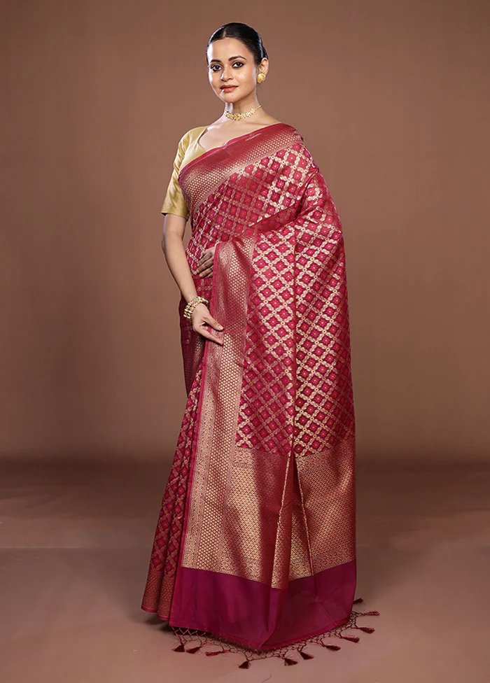 Purple Kora Silk Saree With Blouse Piece - Image 4