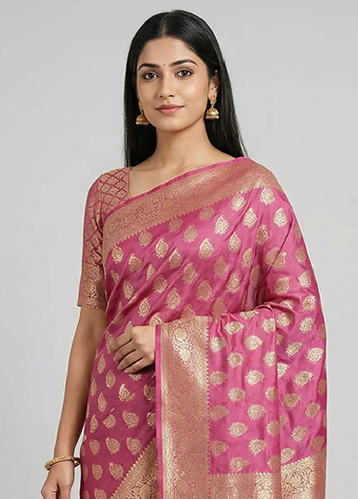 Purple Kora Silk Saree With Blouse Piece - Image 2