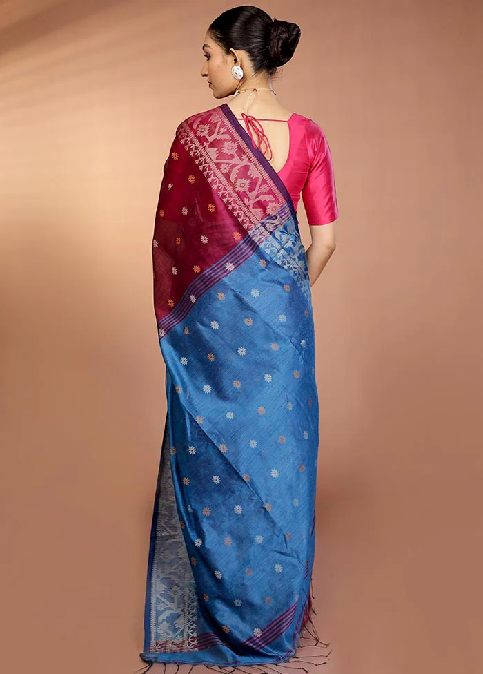 Purple Matka Silk Saree With Blouse Piece - Image 3
