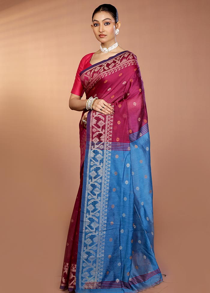 Purple Matka Silk Saree With Blouse Piece - Image 4