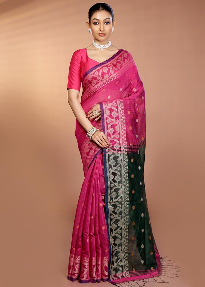 Purple Matka Silk Saree With Blouse Piece - Image 2