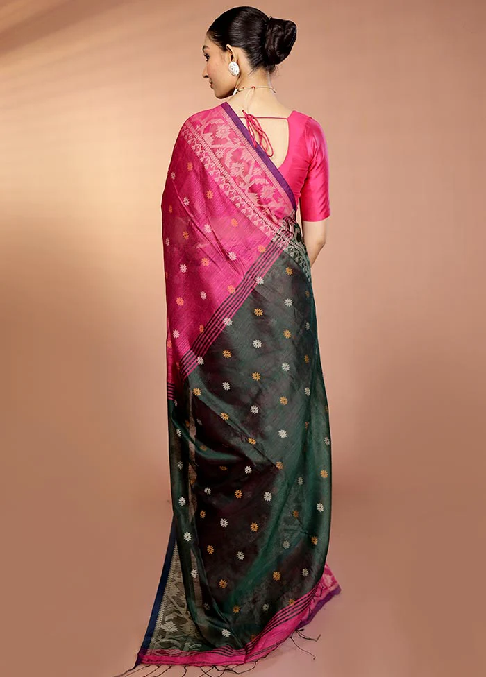 Purple Matka Silk Saree With Blouse Piece - Image 3