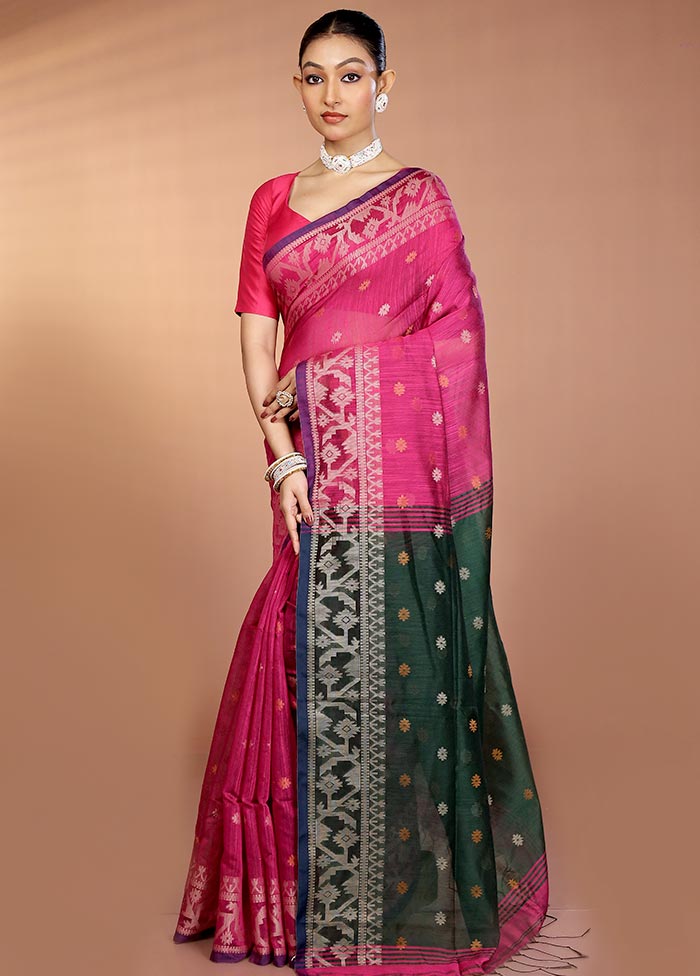 Purple Matka Silk Saree With Blouse Piece - Image 4