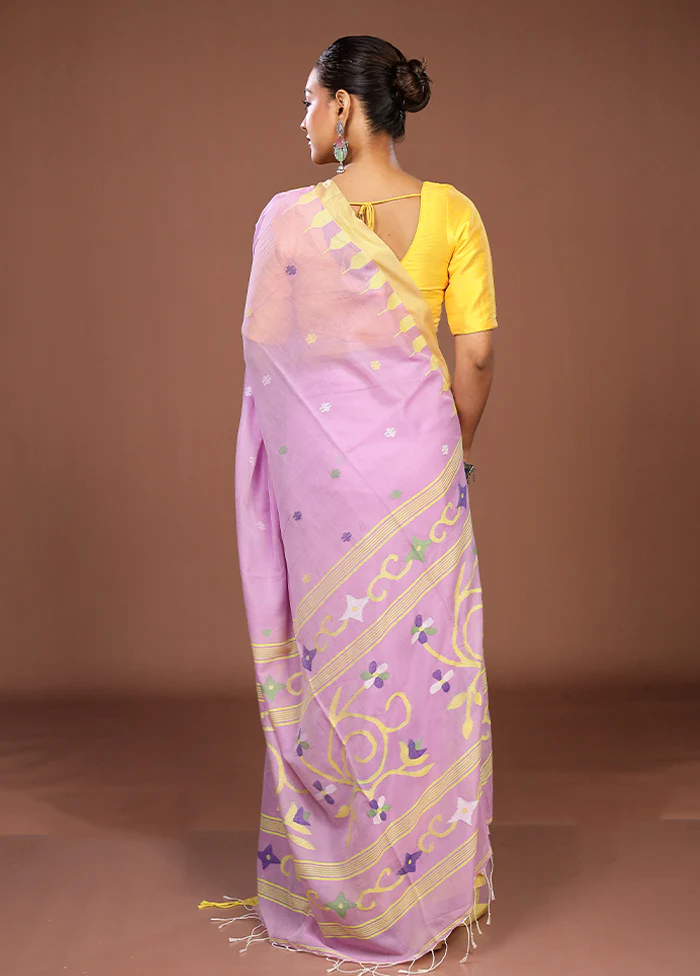 Purple Matka Silk Saree With Blouse Piece - Image 3