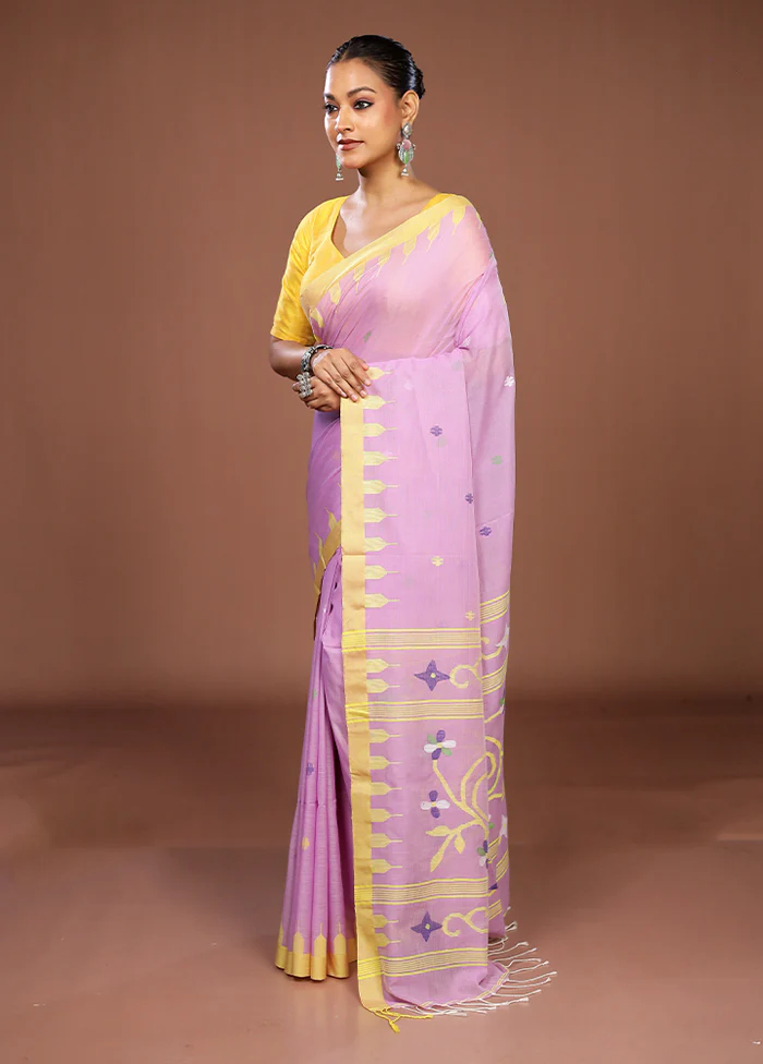Purple Matka Silk Saree With Blouse Piece - Image 4