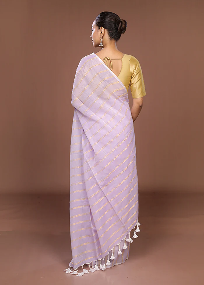 Purple Matka Silk Saree With Blouse Piece - Image 3