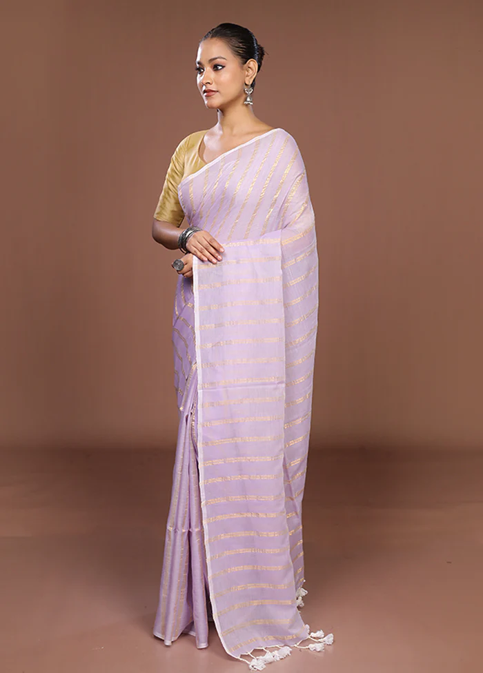 Purple Matka Silk Saree With Blouse Piece - Image 4