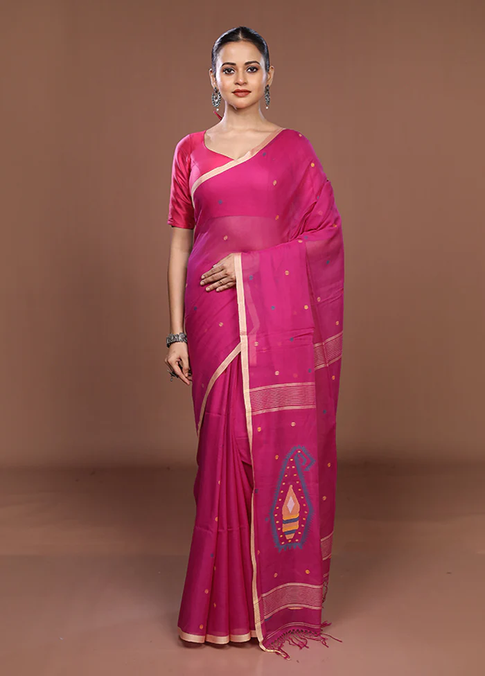 Purple Matka Silk Saree With Blouse Piece - Image 2