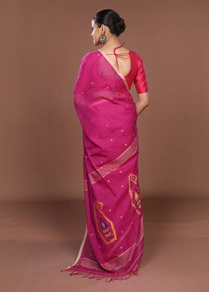 Purple Matka Silk Saree With Blouse Piece - Image 3