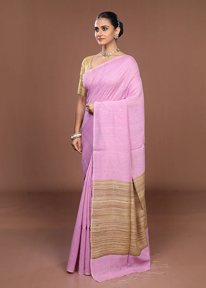 Purple Matka Silk Saree With Blouse Piece - Image 4