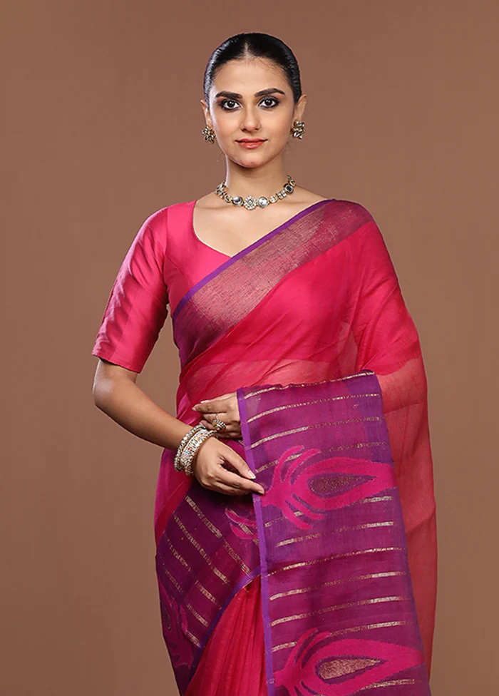 Purple Matka Silk Saree With Blouse Piece