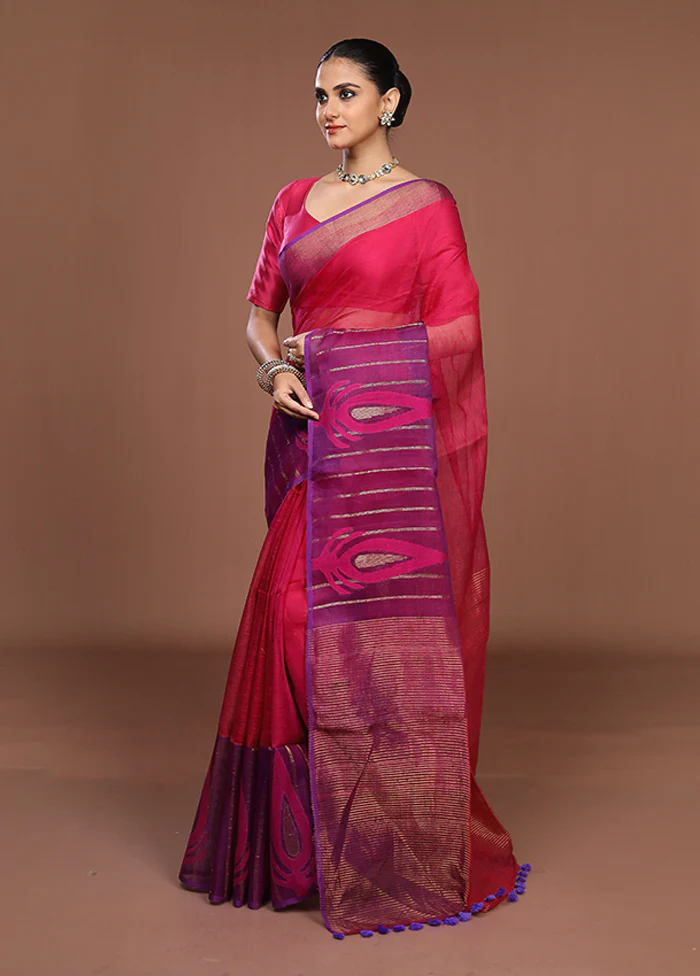 Purple Matka Silk Saree With Blouse Piece - Image 4