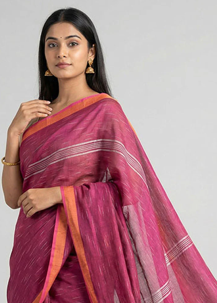 Purple Matka Silk Saree With Blouse Piece - Image 2