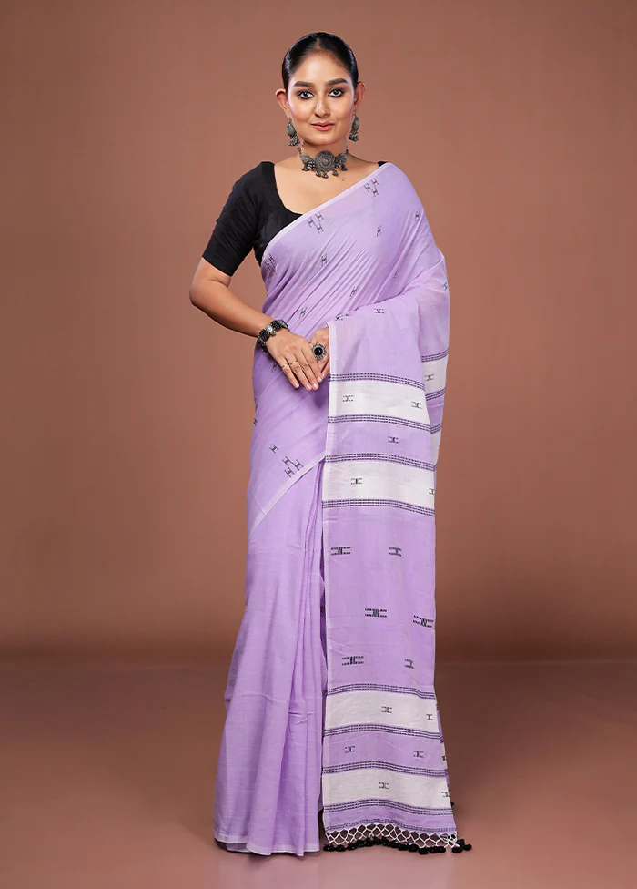 Purple Matka Silk Saree With Blouse Piece - Image 2