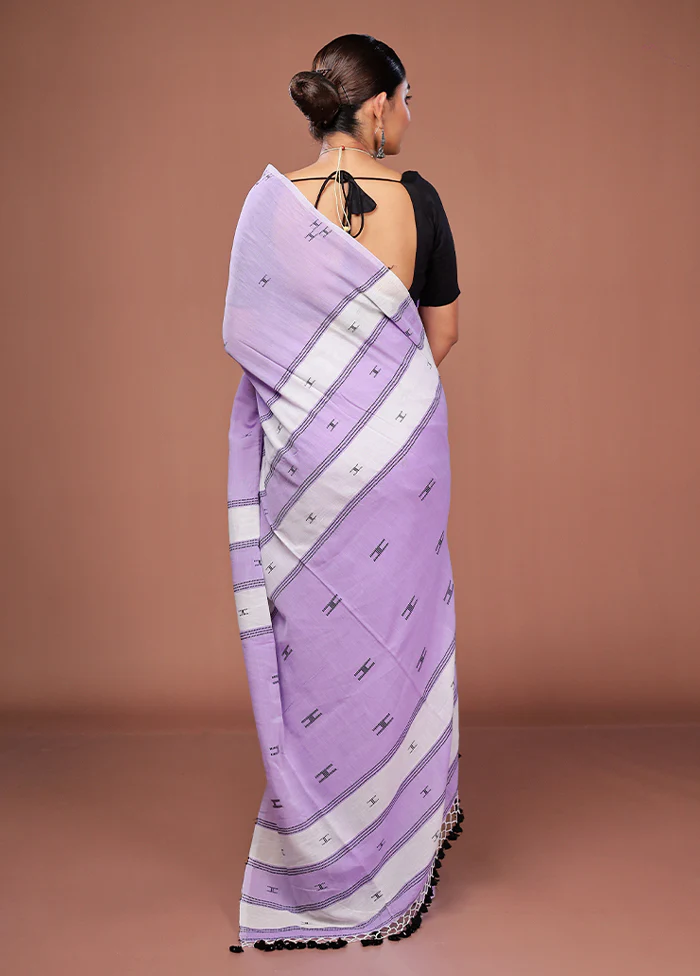 Purple Matka Silk Saree With Blouse Piece - Image 3