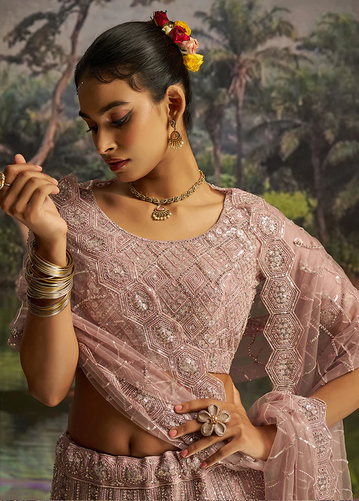 Purple Net Lehenga Set