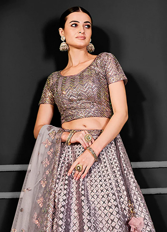 Purple Net Lehenga Set - Image 2