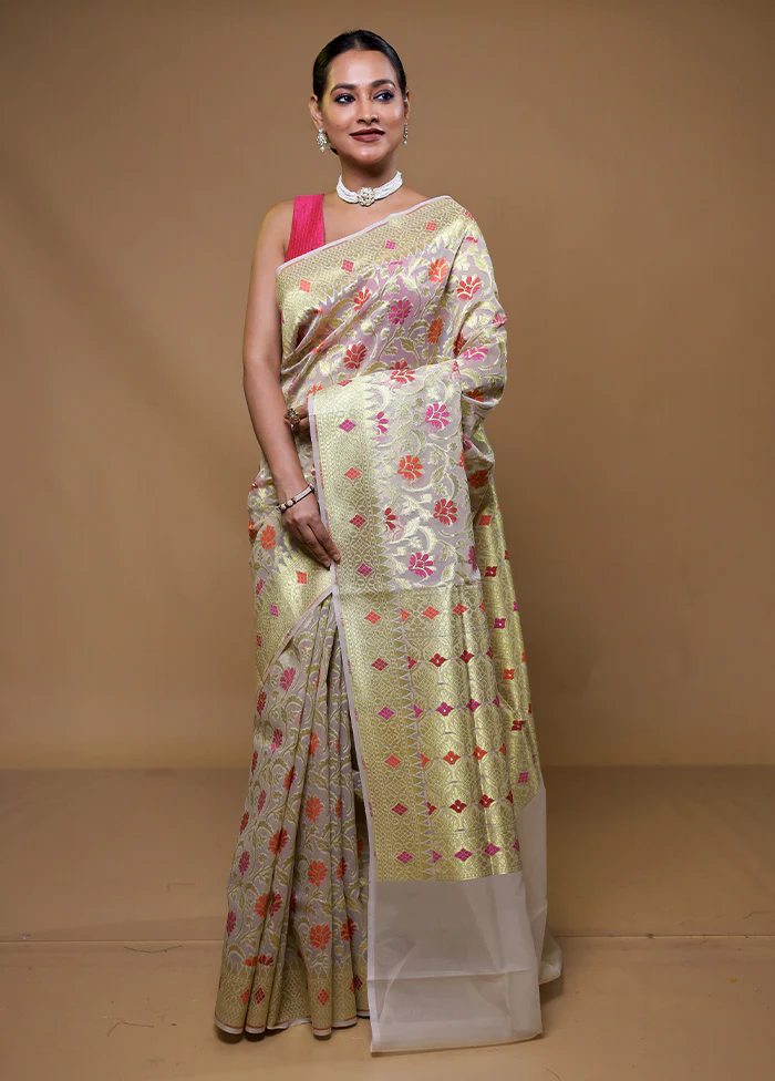 Purple Organza Saree With Blouse Piece - Image 2