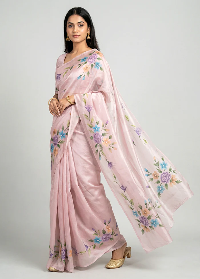 Purple Organza Saree With Blouse Piece