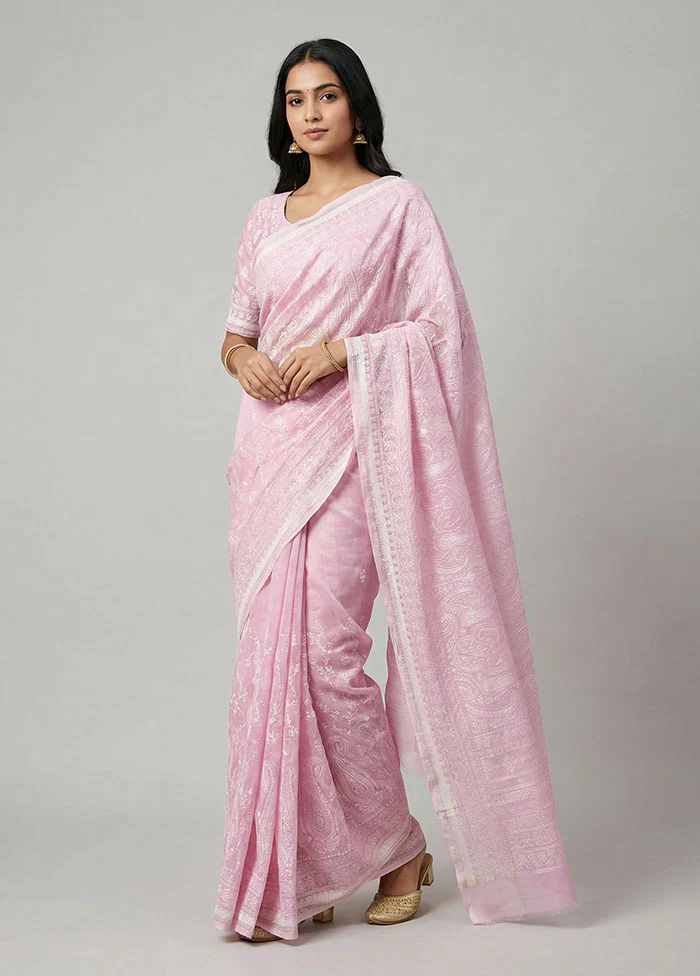 Purple Organza Saree With Blouse Piece