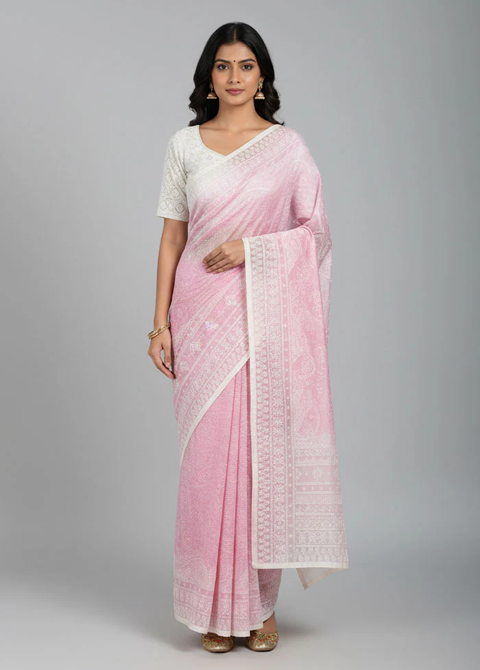 Purple Organza Saree With Blouse Piece