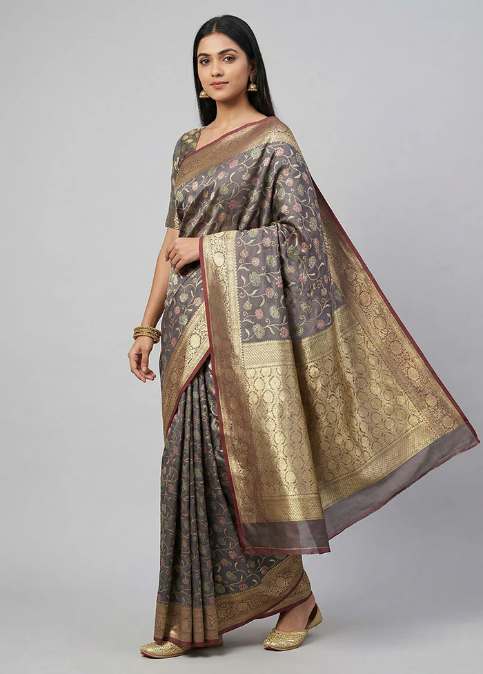 Purple Organza Saree With Blouse Piece