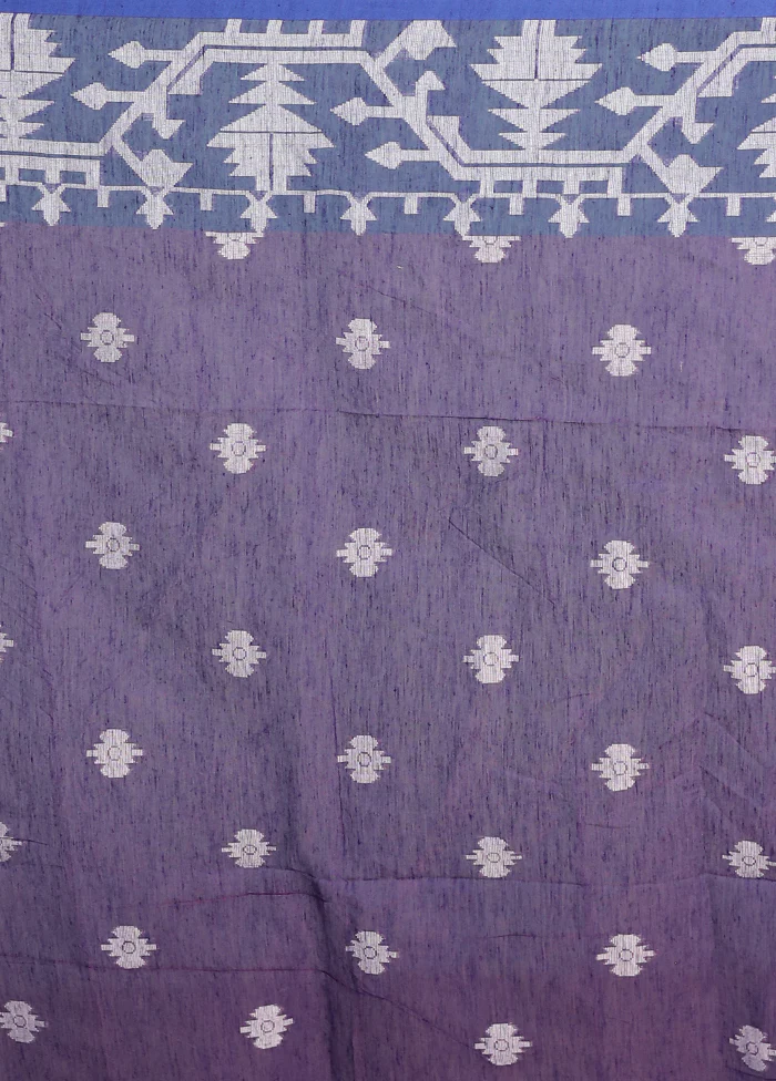 Purple Organza Saree Without Blouse Piece - Image 5