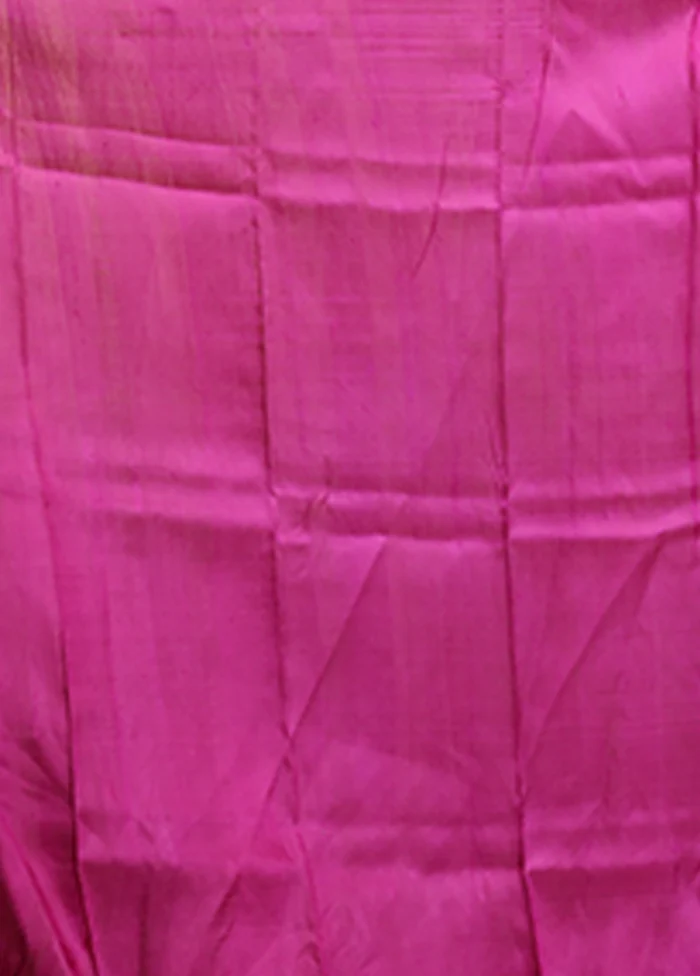 Purple Printed Pure Silk Saree Without Blouse Piece - Image 5