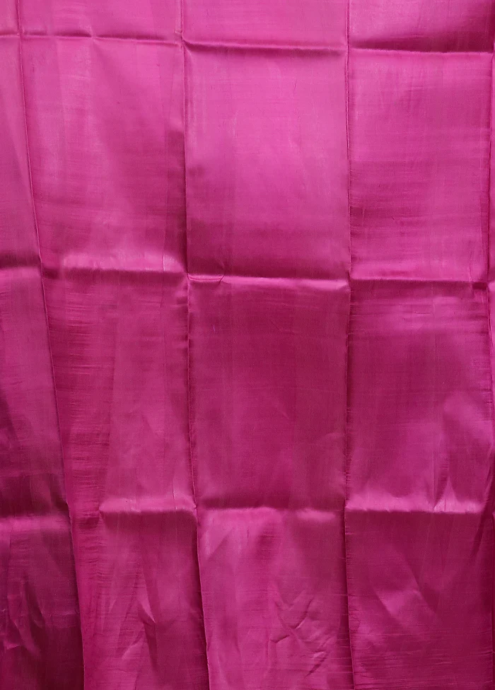 Purple Printed Pure Silk Saree Without Blouse Piece - Image 5