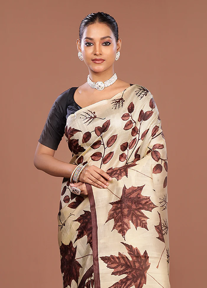 Purple Printed Silk Saree Without Blouse Piece
