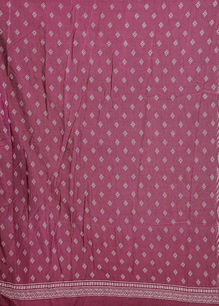 Pink Printed Silk Saree Without Blouse Piece - Image 5