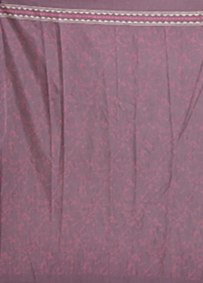 Purple Printed Silk Saree Without Blouse Piece - Image 5