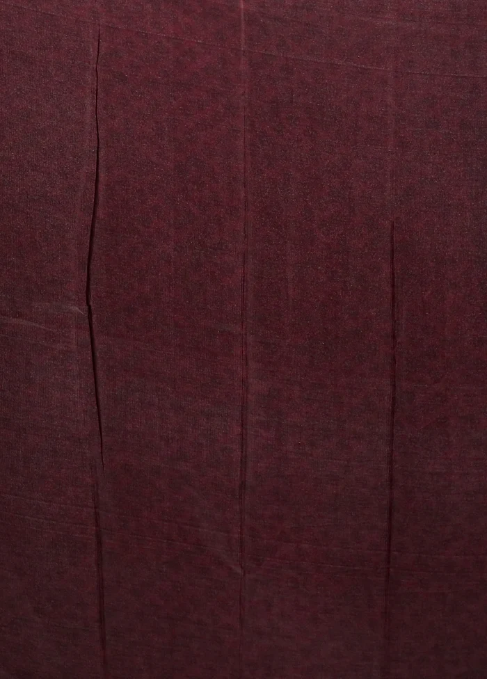 Maroon Printed Silk Saree With Blouse Piece - Image 5